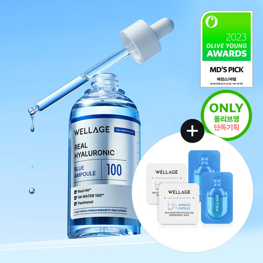 Wellage Real Hyaluronic Blue 100 Ampoule 100ml Special Set (+One-Day Kit 2ea)