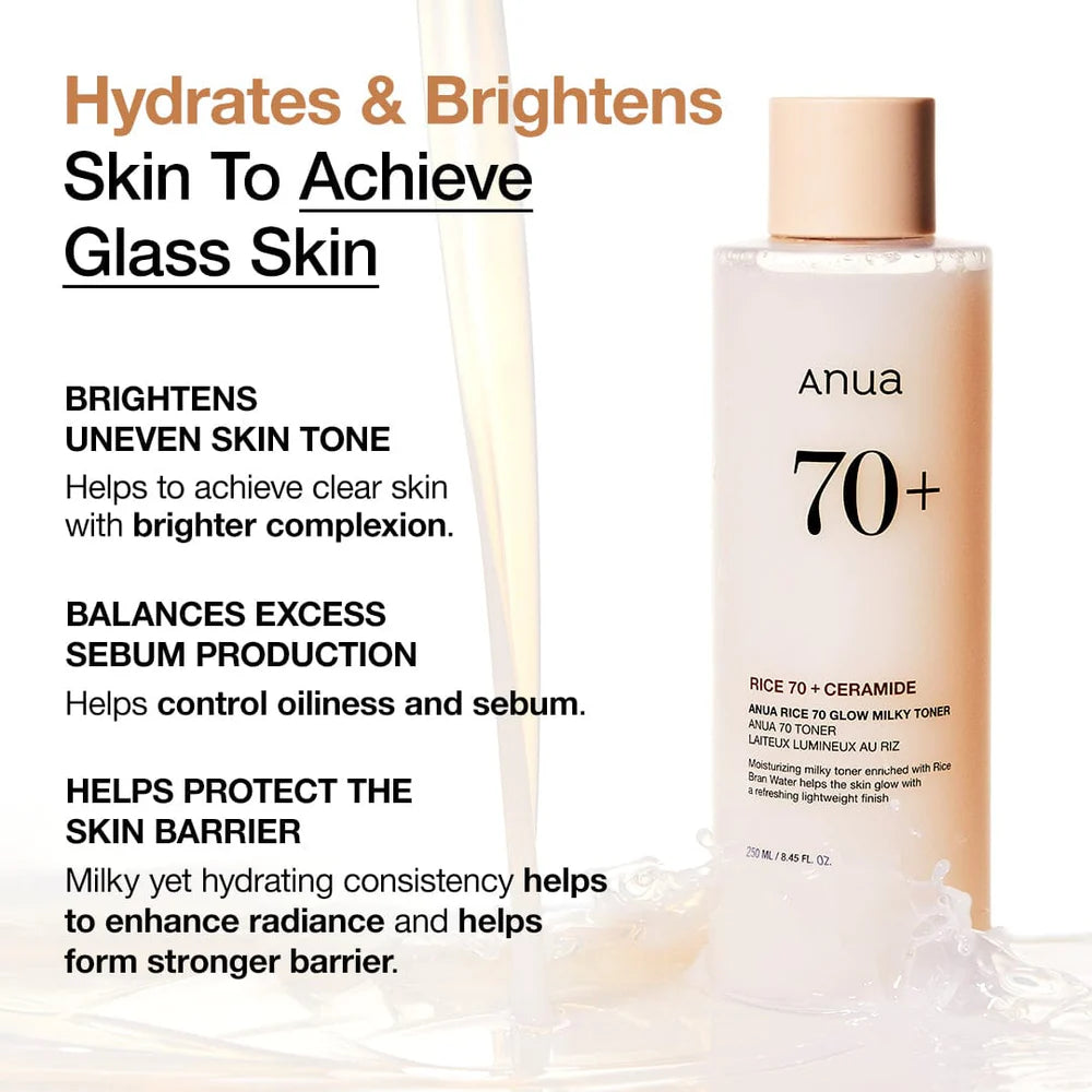 Anua Rice 70 Glow Milky Toner | Brightening & Hydrating Toner for Glowing Skin