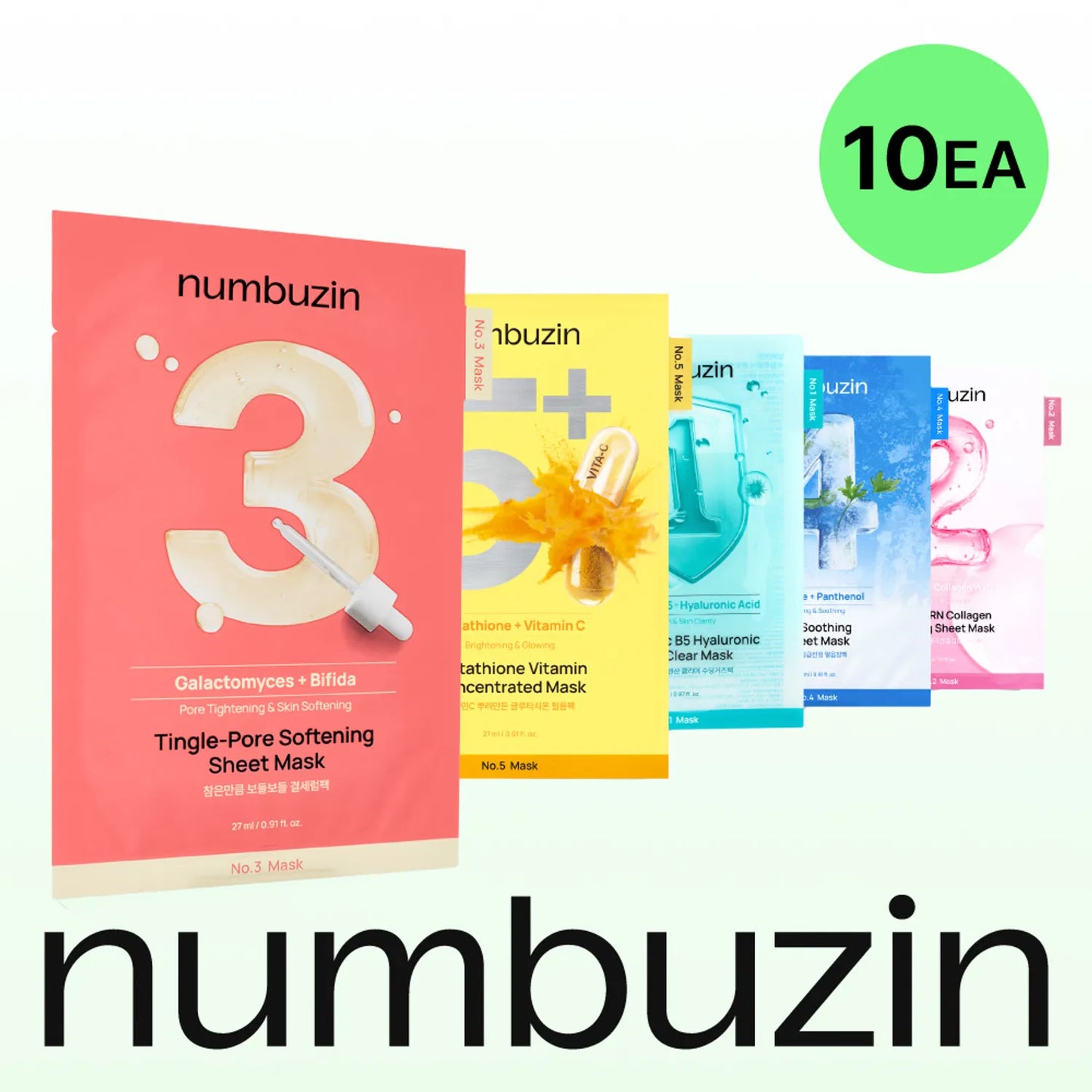 Numbuzin No. 1–5 Mask Pack 10-Sheet Set
